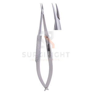 Portaagujas Microcurvos con Bloqueo, Acero Inoxidable Alemán TC, Instrumento Quirúrgico de Microcirugía, CE ISO, por Blush Surgical - Product Image 6