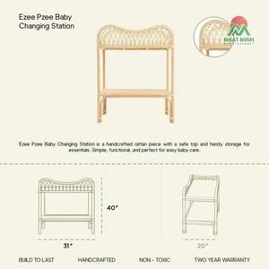 Cuna de ratán Nhat Minh con diseño tropical y acabado natural para bebés y niños de 0 a 3 años, con cambiador. - Product Image 4