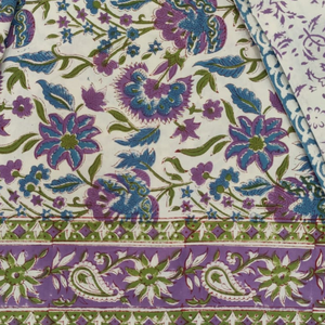 Jaipur Hand Made <b>Block</b> Printed Intricate Floral Bedsheet Set 3 PC King Size 100% Cotton 200TC Machine Washable Soft Durable - Product Image 3