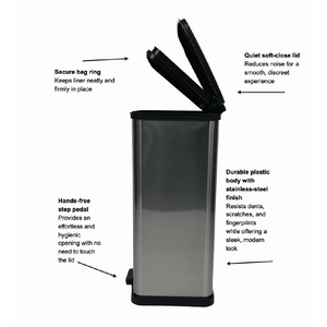 Pattumiera da cucina in plastica argentata da 13,2 galloni con coperchio, contenitore per rifiuti domestici per sacchi della spazzatura - Product Image 4