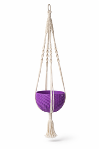 Maceta Colgante de Macramé Bohemio, Cesta para Flores de Cuerda de Algodón Duradera de 12 Pulgadas, Maceta Tejida Morada para Decoración de Interiores - Product Image 1
