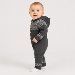 Monos acrílicos de <span class=keywords><strong>lana</strong></span> para recién nacidos, ropa de bebé de manga larga con capucha de punto, nuevo diseño - Product Image 2