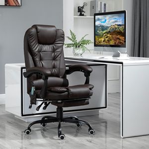 Sedia da Ufficio Ergonomica Marrone con Massaggio a 7 Punti e Poggiapiedi Retrattile, Sedia Direzionale in Rete - Product Image 2