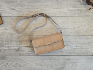 Handmade Beige Leather Crossbody <b>Purse</b> <b>Cute</b> Tan Shoulder Bag Personalized Minimalist Handbag for Women Anniversary Gift Her - Product Image 6
