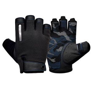 Gants de vélo sportifs longueur poignet en polyester respirant pour les sports de plein air, camouflage noir et bleu - Product Image 5