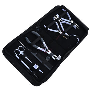 Kit d'outils tout-en-un pour extensions de cheveux blancs avec pince à micro-anneaux, outil de pose de bandes adhésives, peigne à queue et accessoires de sectionnement - Product Image 1