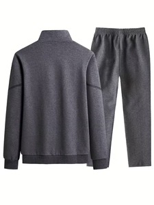 High Quality Lightweight Breathable Spandex/Polyester Breathable Tracksuit Men's <b>Printed</b> <b>Stand</b> Collar Full Sleeve - Product Image 2