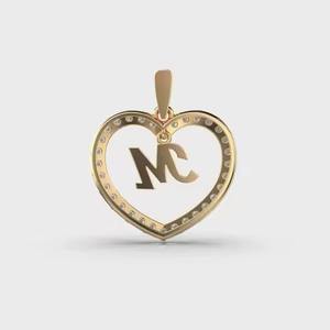 Pendentif en argent en forme de cœur avec alphabet d'amour personnalisé et moissanite, nouveau prix de gros en Inde, pendentifs et breloques en diamant - Product Image 4