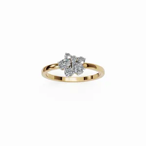 Anillo de Diamantes con Corte Redondo, Ovalado y en Forma de Pera, Cultivados en Laboratorio, en Oro Amarillo de 18K, 6 Piezas de Anillos para Exportación al por Mayor - Product Image 1
