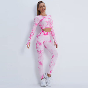 Womens Yoga Set Fitness Workout Gym Sportswear High Waist <b>Leggings</b> <b>Crop</b> Top Seamless Activewear Exercise Clothing - Product Image 1