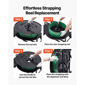 Carrello per Reggiatura Resistente con Dispenser per Bobine da 8-16 Pollici, Compatibile con Reggiature in PET/PP/Acciaio - Product Image 5