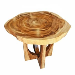 Mesa Redonda de Madera Suar Orgánica de Alta Resistencia con Forma Única y Moderna, Bordes Naturales de Primera Calidad, Patas Especiales, Decoración para Comedor - Product Image 1