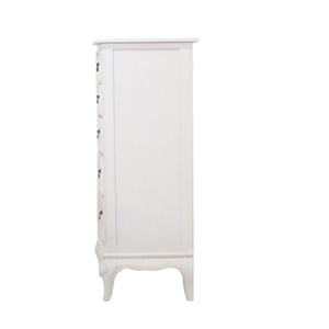 Elegant French Country Wooden Furniture White Mahogany <b>Tall</b> Narrow Chest for Bedroom <b>Storage</b> - Product Image 3