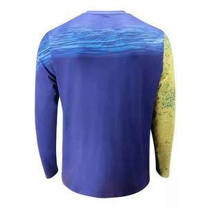 Chemise de pêche à manches longues pour homme, impression numérique, séchage rapide, polyester, col rond, décontractée, logo frontal, tricotée, coupe classique - Product Image 2