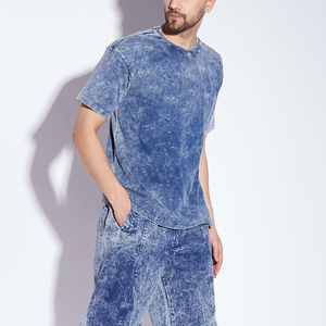 T-shirts homme effet délavé, tissu en mélange de coton, coupe décontractée, matière respirante, manches courtes, style streetwear décontracté. - Product Image 4
