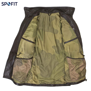 Veste d'hiver décontractée pour homme en cuir de vache véritable, noire, col montant, fermeture éclair, à capuche, matelassée, grande taille, en cuir véritable - Product Image 4