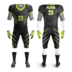 Ensemble d'uniformes de football américain personnalisés de qualité supérieure, manches courtes, taille plus, couleur et logo personnalisés, 100% polyester - Product Image 1