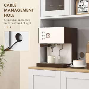 67 \ "Blanco Independiente Despensa Cocina Hutch Gabinete con puertas de vidrio y estantes ajustables Gabinete de microondas para comedor - Product Image 6