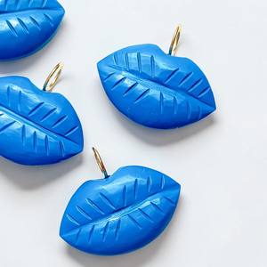 Colgante de Cristal Tallado en Forma de Labios Azul Turquesa con Diamantes de Imitación, Oro y Plata 925 para Fabricación de Joyas DIY, Collares y Pendientes - Product Image 4