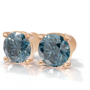 Heerani Jewels Natural Round London Blue Topaz 925 <b>Sterling</b> <b>Silver</b> Classic <b>Stud</b> Vermeil Rose Gold Unisex <b>Earrings</b> - Product Image 1