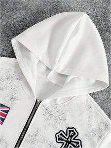 Conjuntos deportivos de 2 piezas para hombre con estampado de lunares, sudaderas con capucha y cremallera, y pantalones deportivos holgados - Product Image 3
