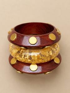 Brazalete de Madera Hecho a Mano con Incrustaciones Naturales, Joyería Étnica Ecológica Personalizada para Mujer, Decoración de Pared - Product Image 1