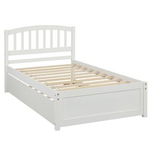 Letto a piattaforma matrimoniale in legno bianco con letto estraibile - Set di mobili moderno ed elegante - Product Image 6