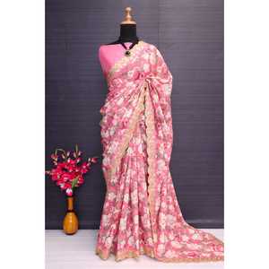Saree à imprimé numérique Floral Design Belle robe de soirée - Product Image 5