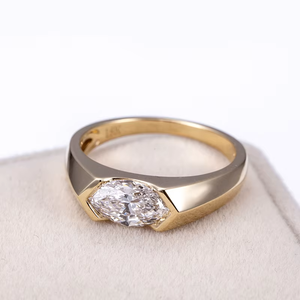 Anillo de Compromiso de Diamante Cultivado en Laboratorio de Corte Marquesa de 1 Quilate, Color D/E/F, Oro Sólido de 14K, Certificado IGI, Anillo de Lujo para Mujer, para Bodas y Fiestas - Product Image 1