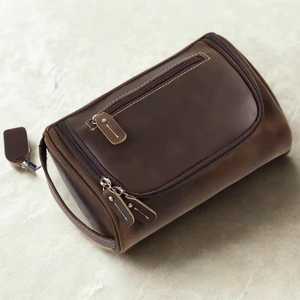 Vintage Genuine Leather Toiletry Bag Mens Dopp <b>Kit</b> Travel Wash Bag <b>Shaving</b> <b>Kit</b> Organizer Wholesale Supplier TYG-0263 - Product Image 3