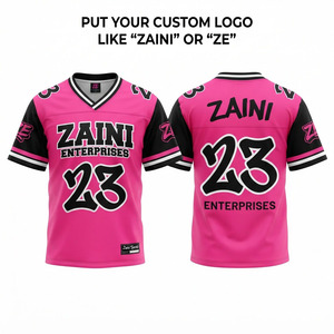 Maillot de football en maille polyester à séchage rapide 180 GSM de qualité supérieure, rose et noir, impression par sublimation personnalisée, col en V, tenue d'équipe athlétique - Product Image 1