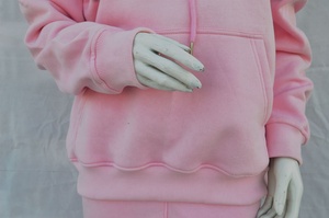 Baby <b>Pink</b> Women Sporty Tracksuit Full Zip <b>Hoodie</b> Sweatsuit 100% Organic Cotton Fleece 360 Grams Soft Touch Custom Logo Regular - Product Image 3