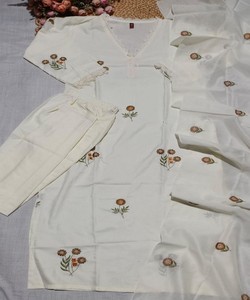 FANCY SLUB COTTON EMBROIDERY WORK <b>TOP</b> BOTTOM with DUPATTA <b>FESTIVE</b> LUXURY QUICK DRY MULTI COLOR WHOLESALE PRICE ETHNIC GARMENT - Product Image 2