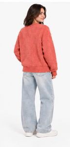 Pull en mohair unisexe, design personnalisé, col rond oversize, pull rayé duveteux, tricoté à la main, laine brossée, tricot d'hiver, OEM ODM - Product Image 4