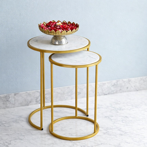 Elegante Mesa de Bar de Aluminio Fundido, Juego de Dos Mesas Redondas con Estructura Delgada y Base Resistente, Ahorro de Espacio, Versátil, Elegante Adorno para el Hogar - Product Image 1