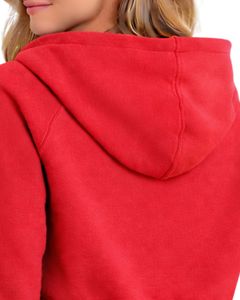 Womens <b>Cropped</b> Zip Up Hoodie <b>Red</b> Color Long Sleeve Hooded Sweatshirt Casual Streetwear Fitness Jacket Winter Fashion <b>Top</b> - Product Image 5
