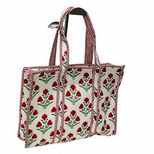 Bolso Tote Acolchado de Algodón con Estampado Floral, Hecho a Mano, de Alta Calidad, para Mujer, Uso Diario, Oficina, Compras, Viajes, Ecológico, Gran Capacidad - Product Image 1