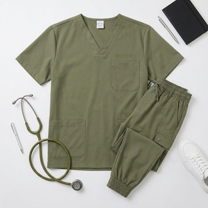 Conjunto de Uniformes Médicos Personalizados Unisex con Cuello en V, Transpirables, de Poliéster, Viscosa y Spandex, Uniformes para Doctores y Enfermeras, OEM ODM - Product Image 6