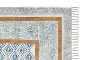 Rajasthani Designer Pattern 100% Coton Tressé À La Main Pet Friendly Tapis Antidérapants Belle Bordure Marron Motif 4x6 Pieds Voiture - Product Image 3