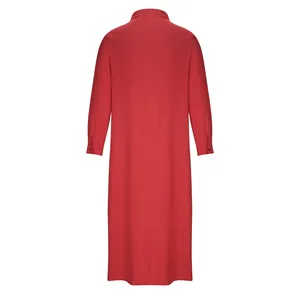 Thobe pour homme en lin à manches longues, col rond, longueur au sol, anti-plis, respirant, modeste, pour la prière et le quotidien, style Moyen-Orient - Product Image 4