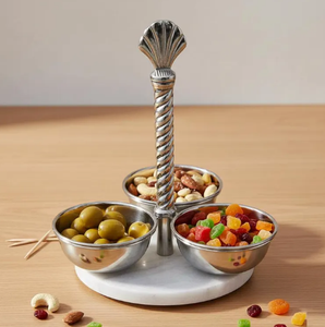 Home Kitchenware Serving <b>Tray</b> Natural Metal Nut Server Decorative Wedding Nut Server Dry Fruit Platter - Product Image 5