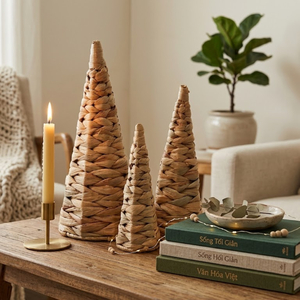 Vietnamese Woven <b>Water</b> Hyacinth Christmas Tree Decorations for Home Party Vintage Christmas Decor Cheap Price - Product Image 3