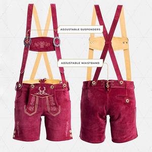 Pantalones Cortos Bávaros de Cuero para Hombre al por Mayor, de Cintura Media, de Ante, con Cierre de Botones, Transpirables, Ecológicos y de Secado Rápido - Product Image 5
