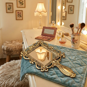 Antique <b>Gold</b> Handheld <b>Mirror</b> <b>Ornate</b> Baroque Style Framed Makeup <b>Mirror</b> Decorative Traditional Brass Hand <b>Mirror</b> with Handle - Product Image 5