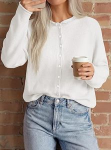 Pull en tricot blanc à boutons sur le devant, manches longues, couleur unie, pull-over pour homme, coupe classique, 100% coton - Product Image 2