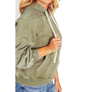 Sweat-shirt à capuche oversize délavé pour femme 450 GSM, style streetwear, fabrication OEM, marque privée - Product Image 6