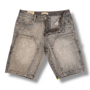 Shorts en jean personnalisés pour hommes, avec strass, style streetwear décontracté, en coton respirant, coupe slim, pour l'été – Vente en gros - Product Image 1