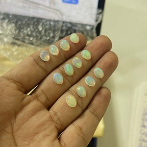 Lot de cabochons d'opale naturelle éthiopienne, forme ovale, multi-feu, pierres précieuses d'opale en vrac, taille calibrée pour la fabrication de bijoux, vente en gros - Product Image 5