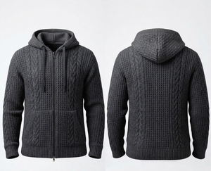 Sweat à capuche d'hiver en coton lourd tricoté haute densité, personnalisable en usine, impression numérique, style vintage délavé à l'acide, streetwear décontracté - Product Image 1