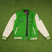 Veste universitaire en laine pleine fleur personnalisée, col rabattu, boutonnée + fermeture éclair, chaude pour l'hiver, style universitaire et lycéen